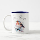 Tasse 2 Couleurs Aquarelle Sweet Bird "Winter Magic" (Gauche)