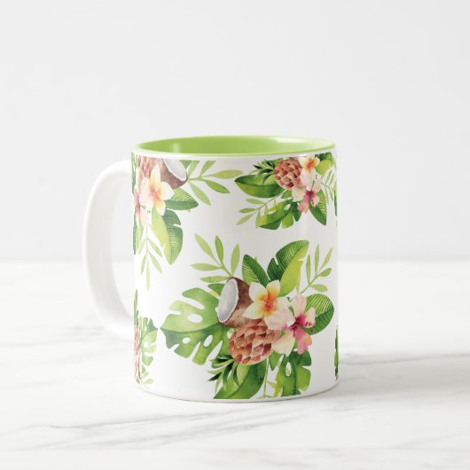 Tasse 2 Couleurs Aquarelle tropicale Florale (Devant gauche)