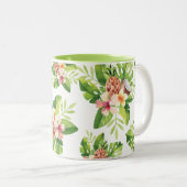 Tasse 2 Couleurs Aquarelle tropicale Florale (Devant droit)