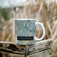 Aquarelle Tropicale Gold & Green Feuille Motif