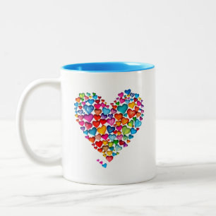 Tasse 2 Couleurs Aquarelle Valentine forme coeur Design-57393