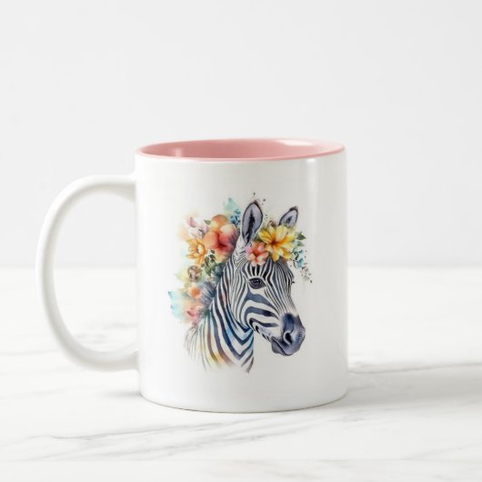 Tasse 2 Couleurs Aquarelle Zèbre (Gauche)