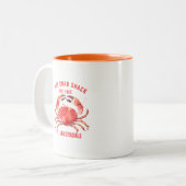 Tasse 2 Couleurs Aquarelles Corail Crabe rouge, texte personnalisé (Devant gauche)