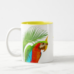 Tasse 2 Couleurs Ara et feuilles de palmier