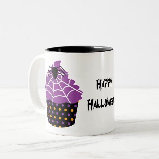 Tasse 2 Couleurs Araignée cupcake Halloween (Devant gauche)
