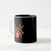 Tasse 2 Couleurs Araignée steampunk sur fond noir (Devant gauche)