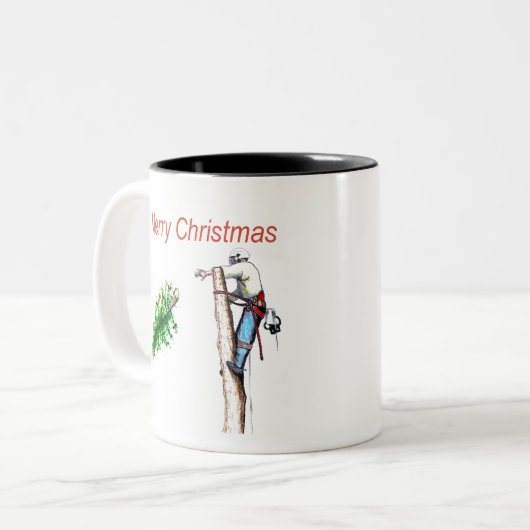 Tasse 2 Couleurs Arborist chainsaw tree surgeon Gift Christmas (Devant gauche)