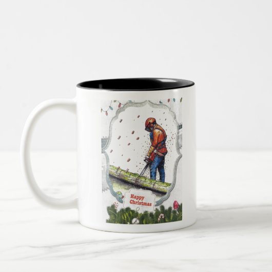 Tasse 2 Couleurs Arborist chainsaw tree surgeon Gift Christmas (Gauche)