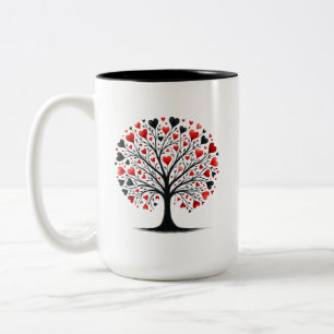 Tasse 2 Couleurs Arbre à cœur illustration aquarelle romantique