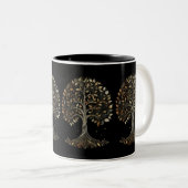 Tasse 2 Couleurs Arbre à Fibonacci doré (Devant droit)