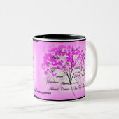 Tasse 2 Couleurs arbre de cancer du sein de la vie (Devant droit)