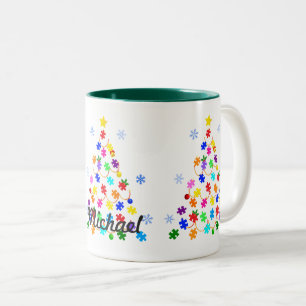 Tasse 2 Couleurs Arbre de Noël autiste