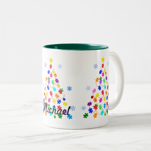 Tasse 2 Couleurs Arbre de Noël autiste (Devant droit)