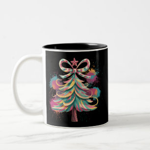 Tasse 2 Couleurs Arbre de Noël Coquette Coloré Prépa Rose Noël