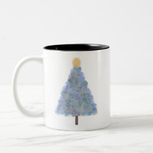 Tasse 2 Couleurs Arbre de Noël de la parties scintillant bleue
