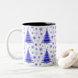 Tasse 2 Couleurs Arbre de Noël Design Motif bleu