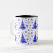 Tasse 2 Couleurs Arbre de Noël Design Motif bleu (Devant gauche)