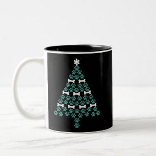Tasse 2 Couleurs Arbre de Noël Patte de Chien Cadeau de Noël Mignon