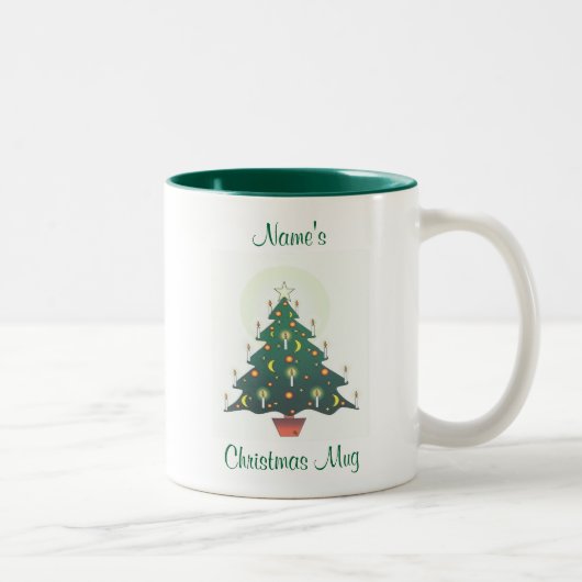 Tasse 2 Couleurs arbre de Noël personnalisé (Droit)