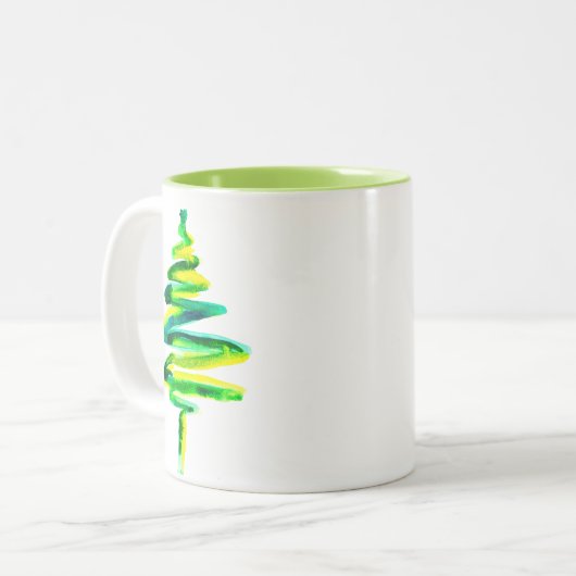 Tasse 2 Couleurs Arbre de Noël vert (Devant gauche)