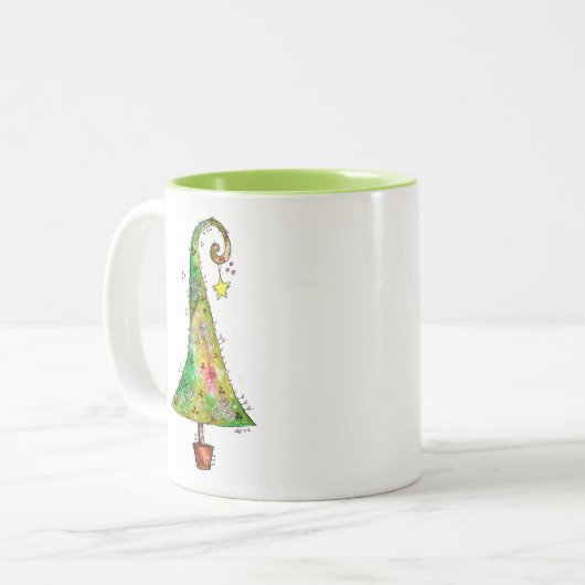 Tasse 2 Couleurs Arbre de Noël Whimsical (Devant gauche)