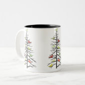 Tasse 2 Couleurs Arbre de papier d'oiseau (Devant gauche)
