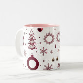 Tasse 2 Couleurs Arbre géométrique superposé rouge profond dramatiq (Devant gauche)