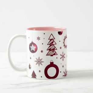 Tasse 2 Couleurs Arbre géométrique superposé rouge profond dramatiq