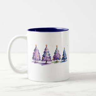 Tasse 2 Couleurs Arbres de Noël violets Vacances d'hiver