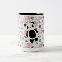 Arbres, fleurs et ours de panda