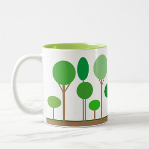 Tasse 2 Couleurs Arbres verts Abstraits