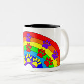 Tasse 2 Couleurs Arc-en-ciel avec Empreintes de pattes de chien (Devant droit)