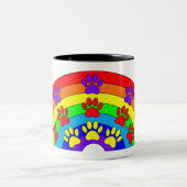 Tasse 2 Couleurs Arc-en-ciel avec Empreintes de pattes de chien (Centre)