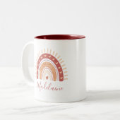 Tasse 2 Couleurs Arc-en-ciel Boho Terracotta Calligraphy Cadeau (Devant gauche)