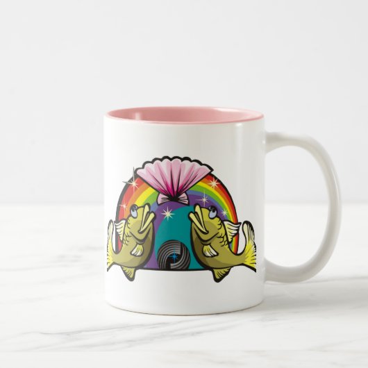 Tasse 2 Couleurs Arc-en-ciel des années 1980 avec Poissons (Droit)