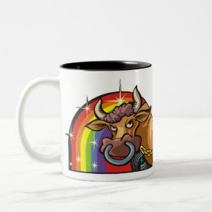 Tasse 2 Couleurs Arc-en-ciel des années 80 avec Taureau