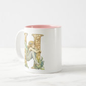 Tasse 2 Couleurs Arc en ciel Fairy Initial 'H' (Devant gauche)