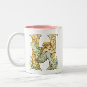 Tasse 2 Couleurs Arc en ciel Fairy Initial 'H'