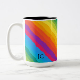 Tasse 2 Couleurs Arc-en-ciel multicolore rayures laides