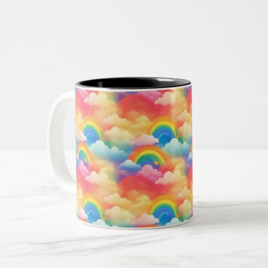 Tasse 2 Couleurs Arcs-en-ciel et nuages (Devant gauche)