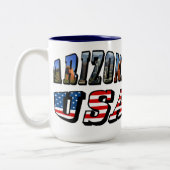 Tasse 2 Couleurs Arizona Picture et USA Flag Text (Gauche)