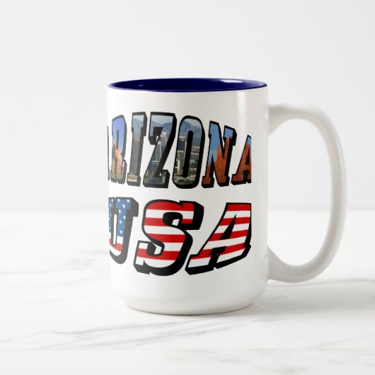 Tasse 2 Couleurs Arizona Picture et USA Flag Text (Droit)