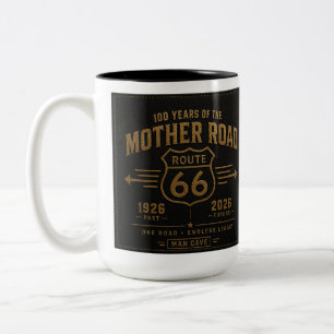 Tasse 2 Couleurs Arrêt café route 66 Black Gold Americana Art