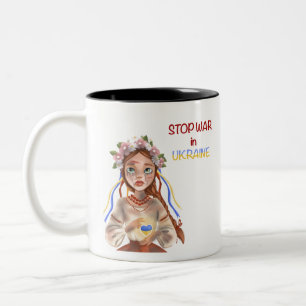 Tasse 2 Couleurs arrêter la guerre en Ukraine Girl