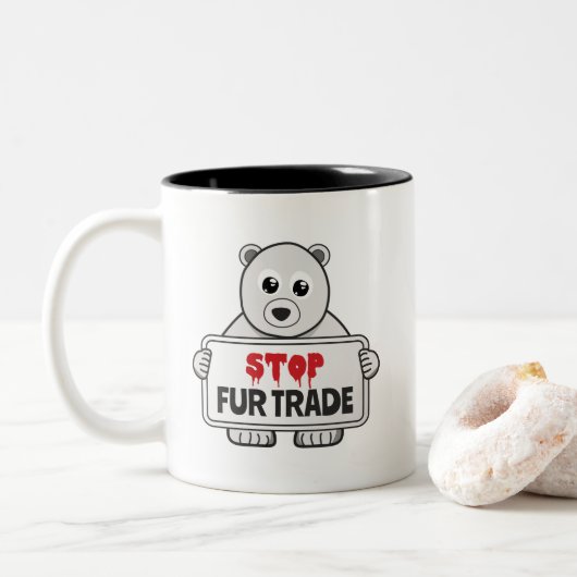 Tasse 2 Couleurs Arrêtez le commerce de la fourrure triste ours pol (Avec donut)