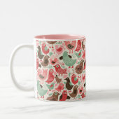 Tasse 2 Couleurs arrière - plan avec les oiseaux mignons (Gauche)