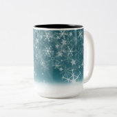 Tasse 2 Couleurs Arrière - plan de flocon d'hiver (Devant droit)