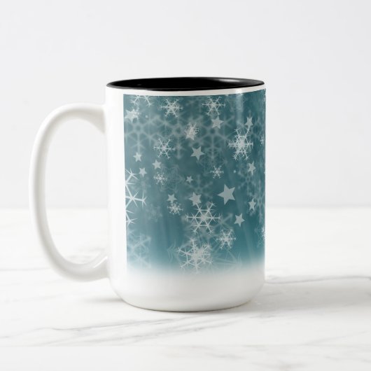 Tasse 2 Couleurs Arrière - plan de flocon d'hiver (Gauche)