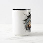 Tasse 2 Couleurs Arrière - plan de tortue de mer (Centre)