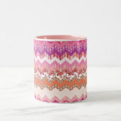 Tasse 2 Couleurs Arrière - plan rose de zigzag (Centre)